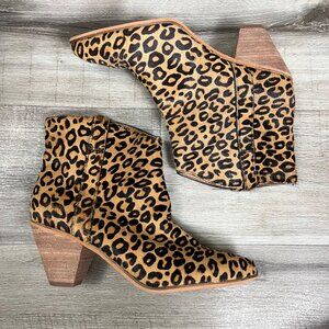 Frye & Co Maley Leopard Stacked Block Heel Ankle Boots Women’s Size 7.5